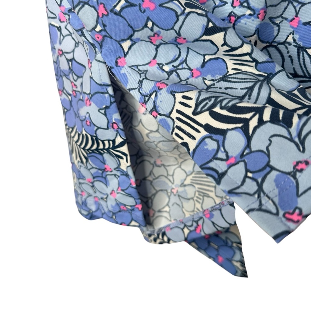 Mahi Gold Tunic Top Hydrangea Floral Print Size Small Nylon Blend Preppy Coastal - Picture 5 of 7